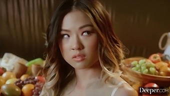 Mona And Four Others Engage In A Wild Reverse Gangbang With Intense Deepthroat And Face-Sitting Action