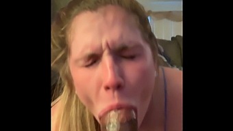 Wife In A Blue Dress Gives Me A Deepthroat Blowjob During Lunch Break