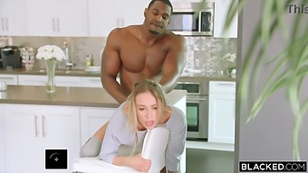 Blonde Babe Gets A Facial From Her Friend'S Muscular Black Roommate